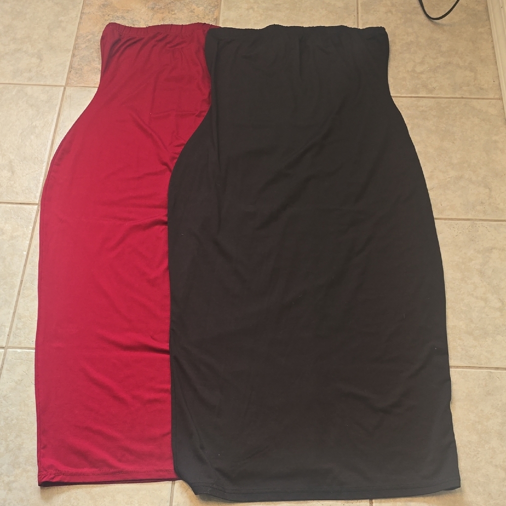 Red and Black Strapless Dresses